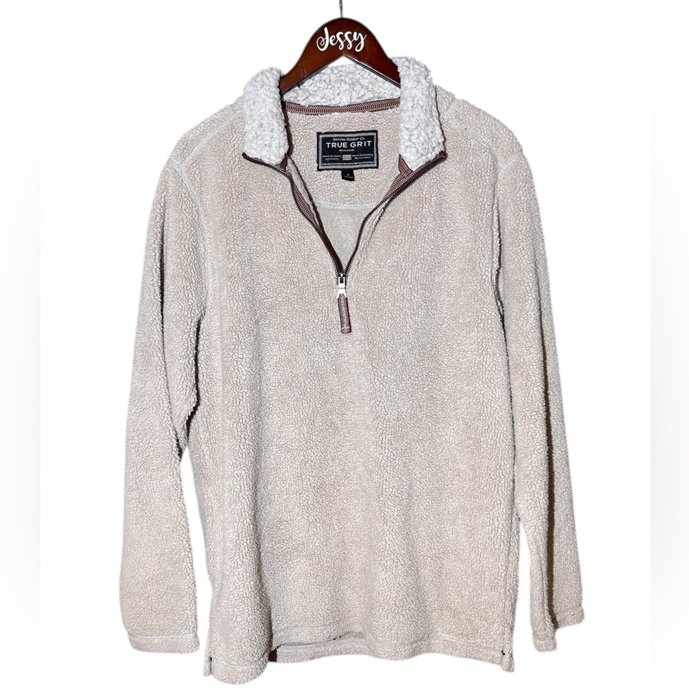 True Grit Men's Beige Zip-Up Sweater